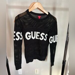 Guess Black and White Crew Neck Sweater